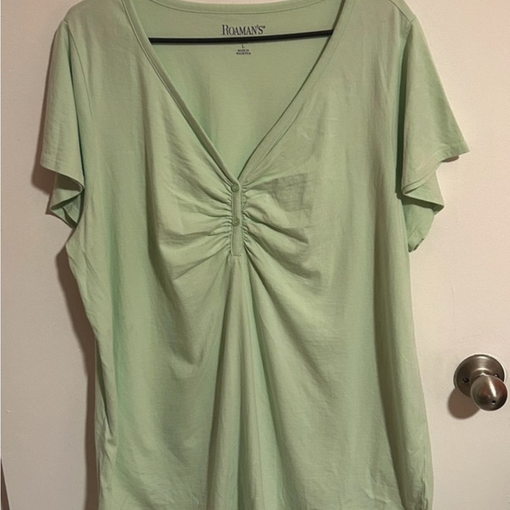 Roaman's Mint Green Short Sleeve Top